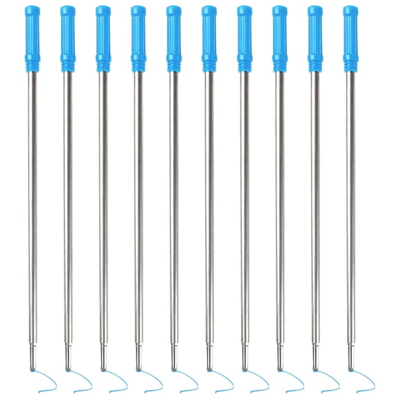 VKLU 10Pcs Blue Ballpoint Pen Refills, 1mm Medium Point Metal Ink Refills, Screw-in Replacement Cartridges for Smooth Writing, Long-lasting Blue Ink, Makeup Organizers