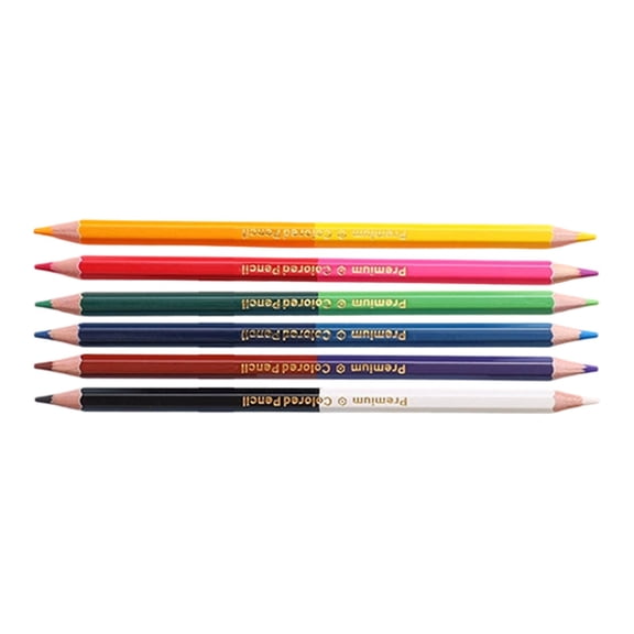 VKLU 12 Colors Dual Tip Colored Pencils Set, 6 Piece Double Ended Drawing Pencils, Hexagonal Basswood Soft Core Pencils for Adult Coloring and Art Projects