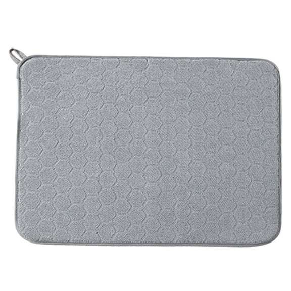 VKLU 1PC Light Gray Dish Drying Mat, Absorbent Microfiber Table Pad, Heat Resistant Counter Mat with Hanging Loop for Academic Study Space & Kitchen