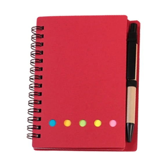VKLU 1PC Pocket Notebook with Pen, 5x4 Inch Small Memo Pad with Sticky Tabs, 60 Sheets Lined Mini Journal Set, Red
