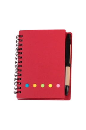 1PC Pocket Notebook with Pen, 5x4 Inch Small Memo Pad with Sticky Tabs, 60 Sheets Lined Mini Journal Set, Red