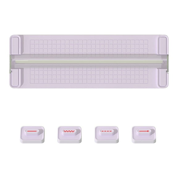 VKLU 1Pc 4-in-1 Paper Cutter, Multi-Function Bidirectional Trimmer with Built-in Ruler and Grid, Decorative Edge Cutter for DIY Card Making and Art Projects, Purple