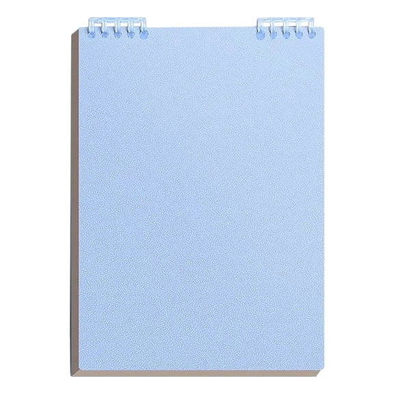 VKLU 1Pc A5 Top Spiral Notebook, Light Blue Steno Pad with Thick Plastic Hardcover, 8mm Ruled Academic Journal for University Lecture Notes, Left-handed Friendly, 120 Pages