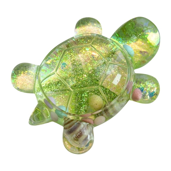 VKLU 1Pc Floating Glitter Quicksand Turtle Ornament, Aesthetic Desk Decor Sensory Toy for Stress Relief, Cute Sea Life Figurine with Natural Shells, Gift for Office, Green Starfish