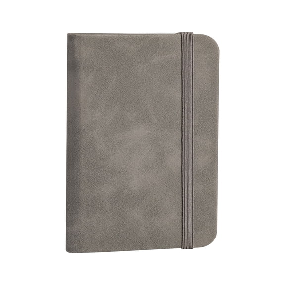VKLU 1Pc Pocket Size Portable Notebook, PU Leather Mini Journal with Elastic Closure, Sleek Small Memo Pad for Daily Notes and Sketches, Grey