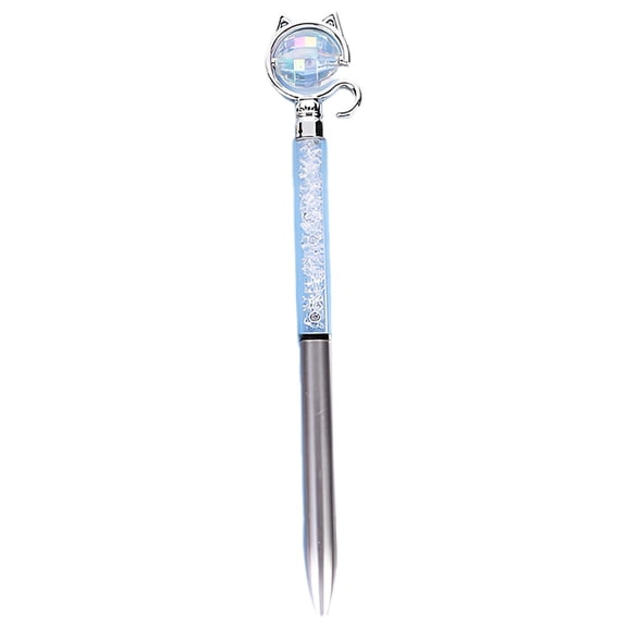 VKLU 1Pc Silver Metallic Cat Shaped Pen, Elegant Crown Topper Ballpoint, Smooth Ink Signature Pen for Professional Workspace & Gift Exchanges