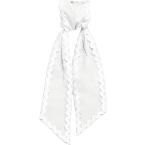 VKLU 1Pc White Wreath Sash with Scalloped Wavy Edge, Elegant Polyester Ribbon for Wedding Decor, DIY Customizable Monogrammed Sash for Home Front Door