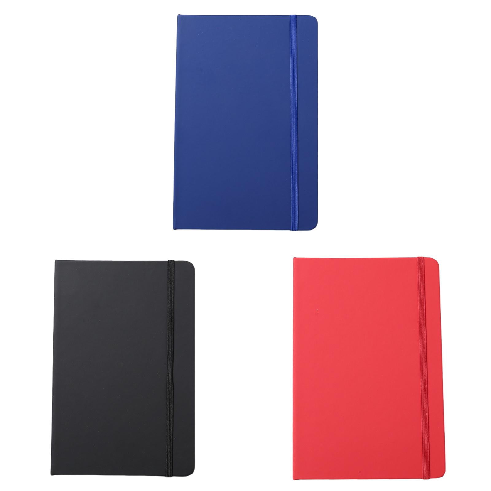VKLU 3 Pack A5 Lined Journals, Bulk Set Professional Leather Hardcover Notebooks, 100GSM Thick Paper Writing Pads for Office Teams & Group Meetings, Black/Blue/Red