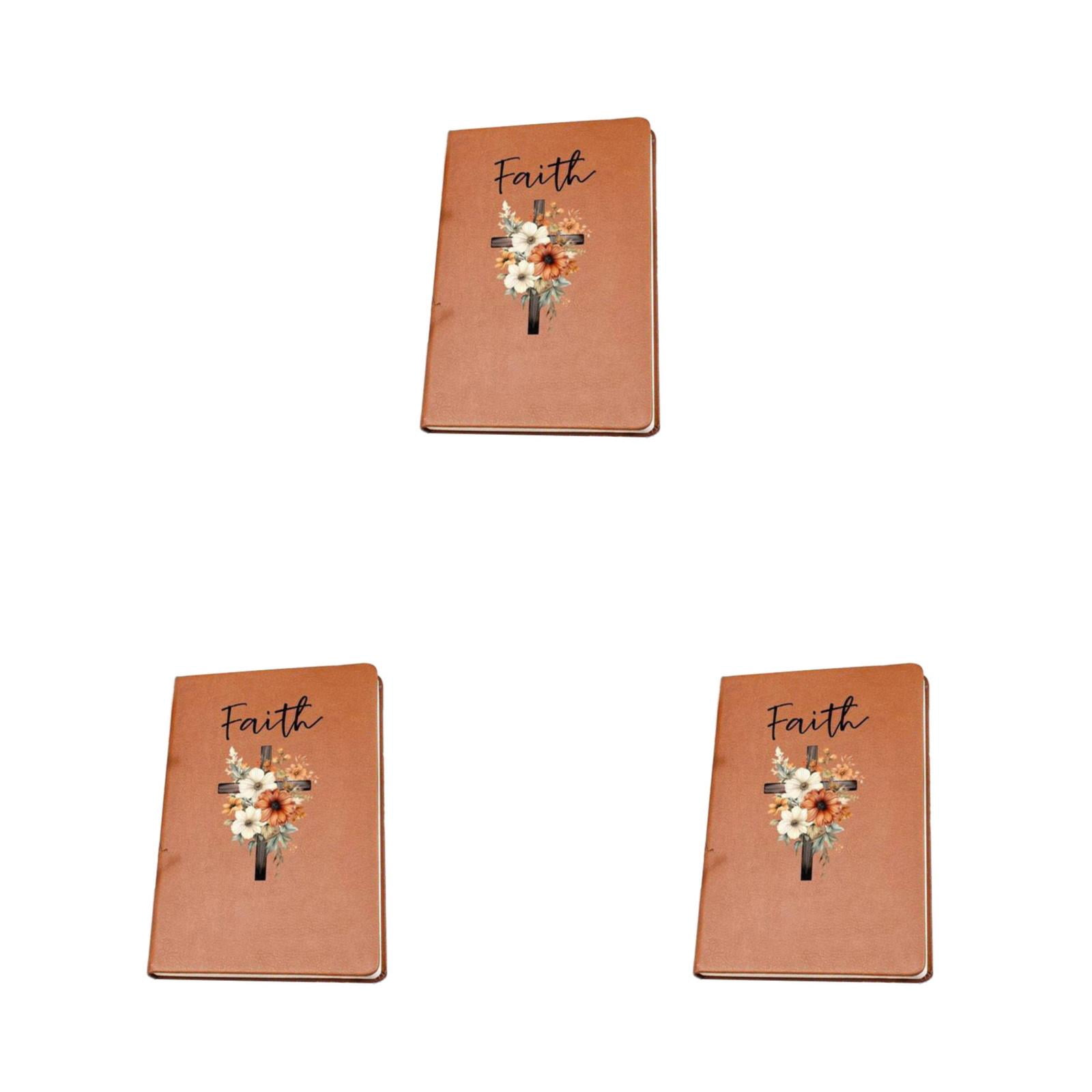 VKLU 3 Pack Faith Prayer Journals, Bulk Inspirational Leather Notebooks with Floral Cross Art, Meaningful Christian Gifts for Small Groups, Women’s Bible Study Stationery Set, Gift Boxed