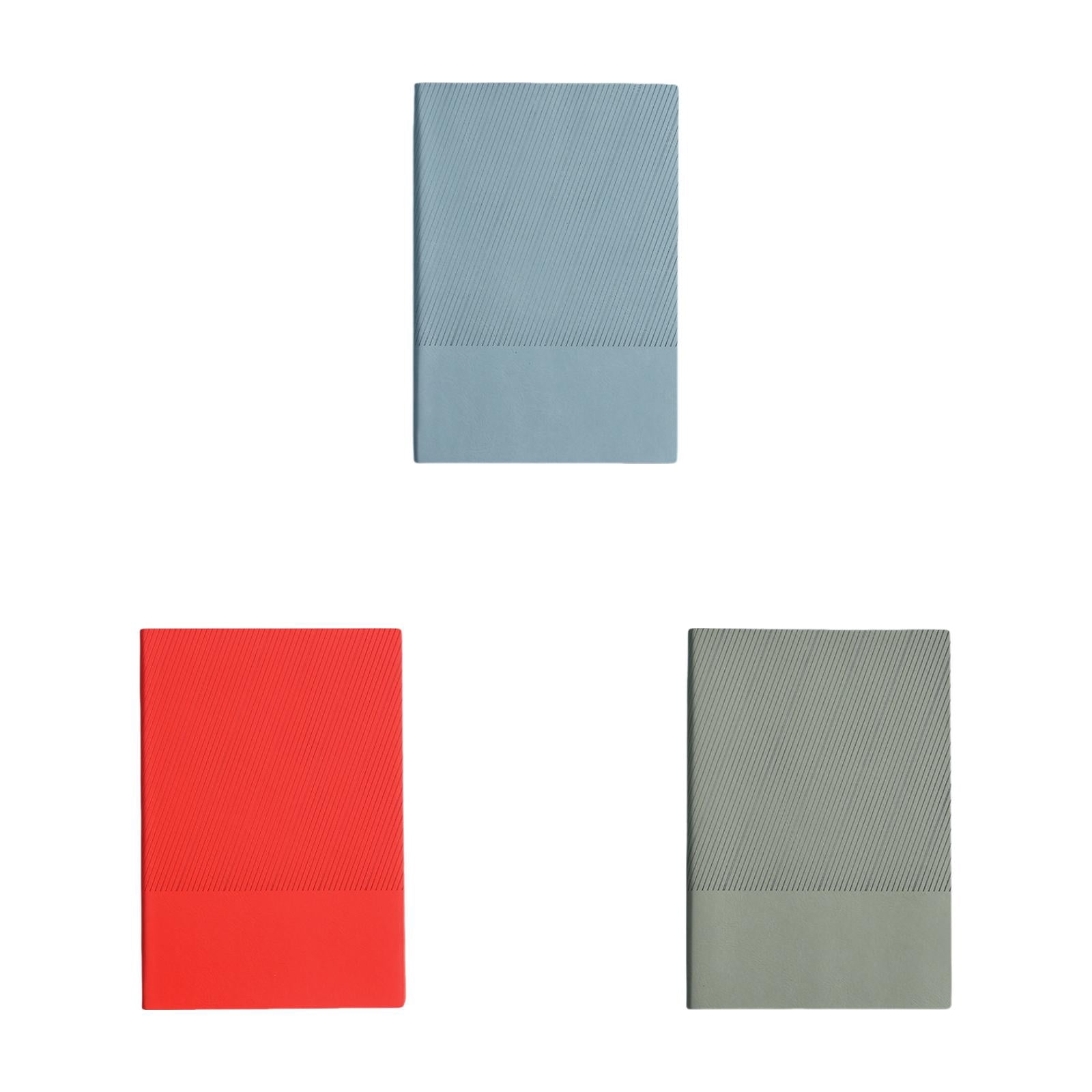 VKLU 3 Pcs A5 Notebook Set, Light Green, Light Blue & Red Leather Journals, 200 Pages Non-Bleed Paper per Book, 180° Lay Flat Hardcover Writing Pads for Classroom