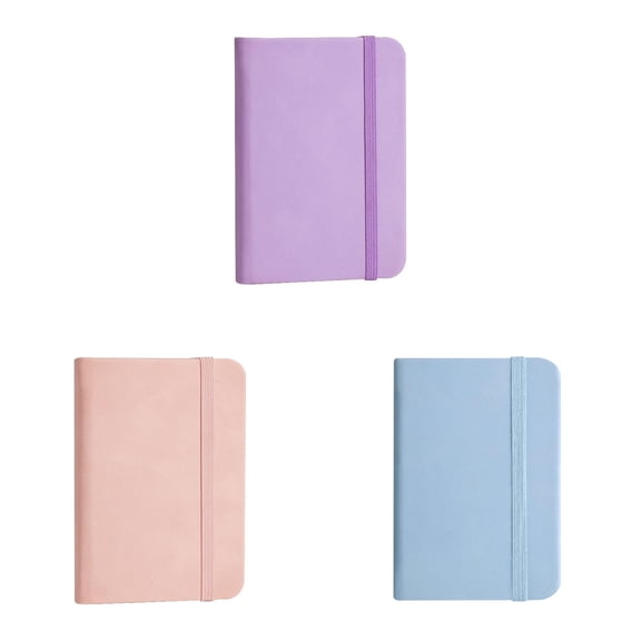 VKLU 3 Pcs Pocket Size Portable Notebooks, PU Leather Mini Journals with Elastic Closure, Colorful Small Memo Pads Set, Pastel Colors