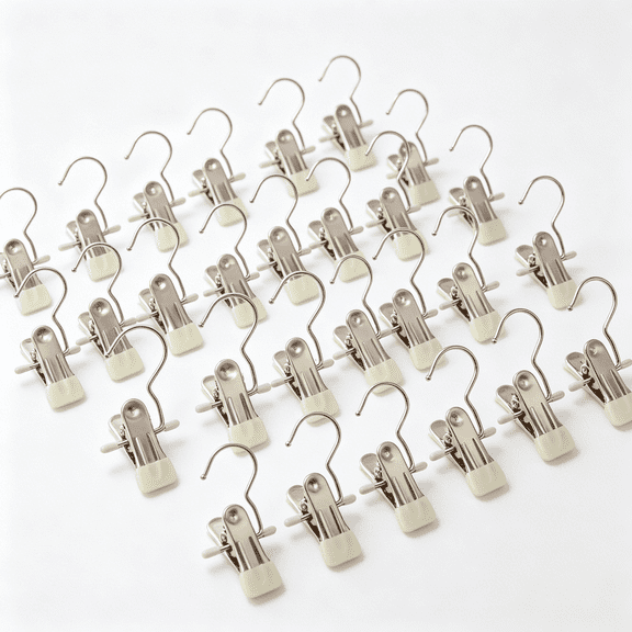 VKLU 30 Pack Heavy Duty Boot Hooks for Closet, Stainless Steel Hanging Laundry Clips, Non-Slip Accessory Hangers for Boots, Hats, Jeans and Laundry Drying, Bulk Value Pack