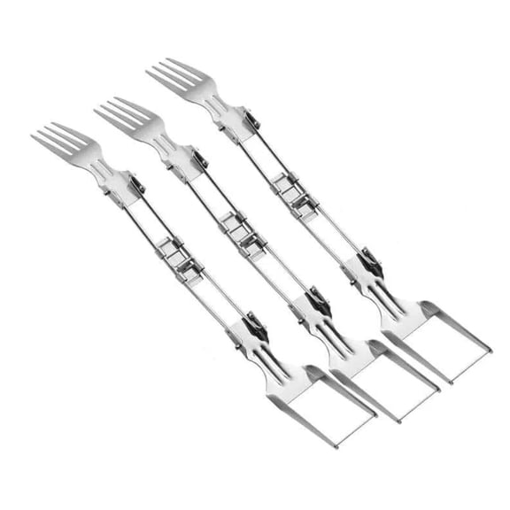 VKLU 3Pcs Foldable Watermelon Slicer and Fork, 2-in-1 Stainless Steel Fruit Cutter Tool, Portable Melon Cube Slicer for Picnic, Camping and Kitchen