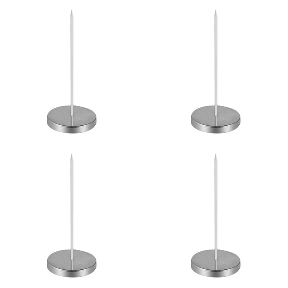 VKLU 4 Pack Receipt Spindle, Durable Metal Bill Spike with Detachable Design, Restaurant Order Holder for Kitchen and Bar, Silver Finish