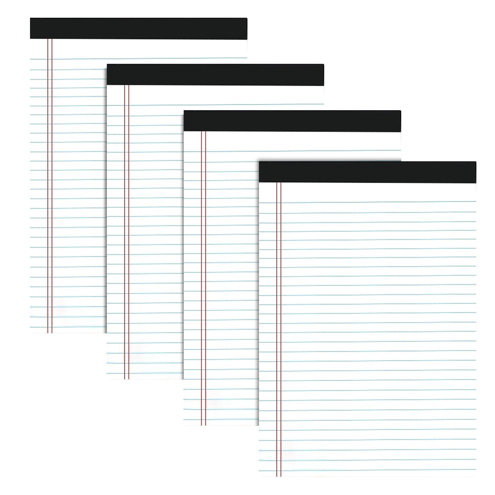 VKLU 4 Pack White Writing Pads with Blue Lines, A4 Legal Notepads, 50 Sheets Micro-Perforated Memo Pads for Professional Administrative & Home Office Tasks