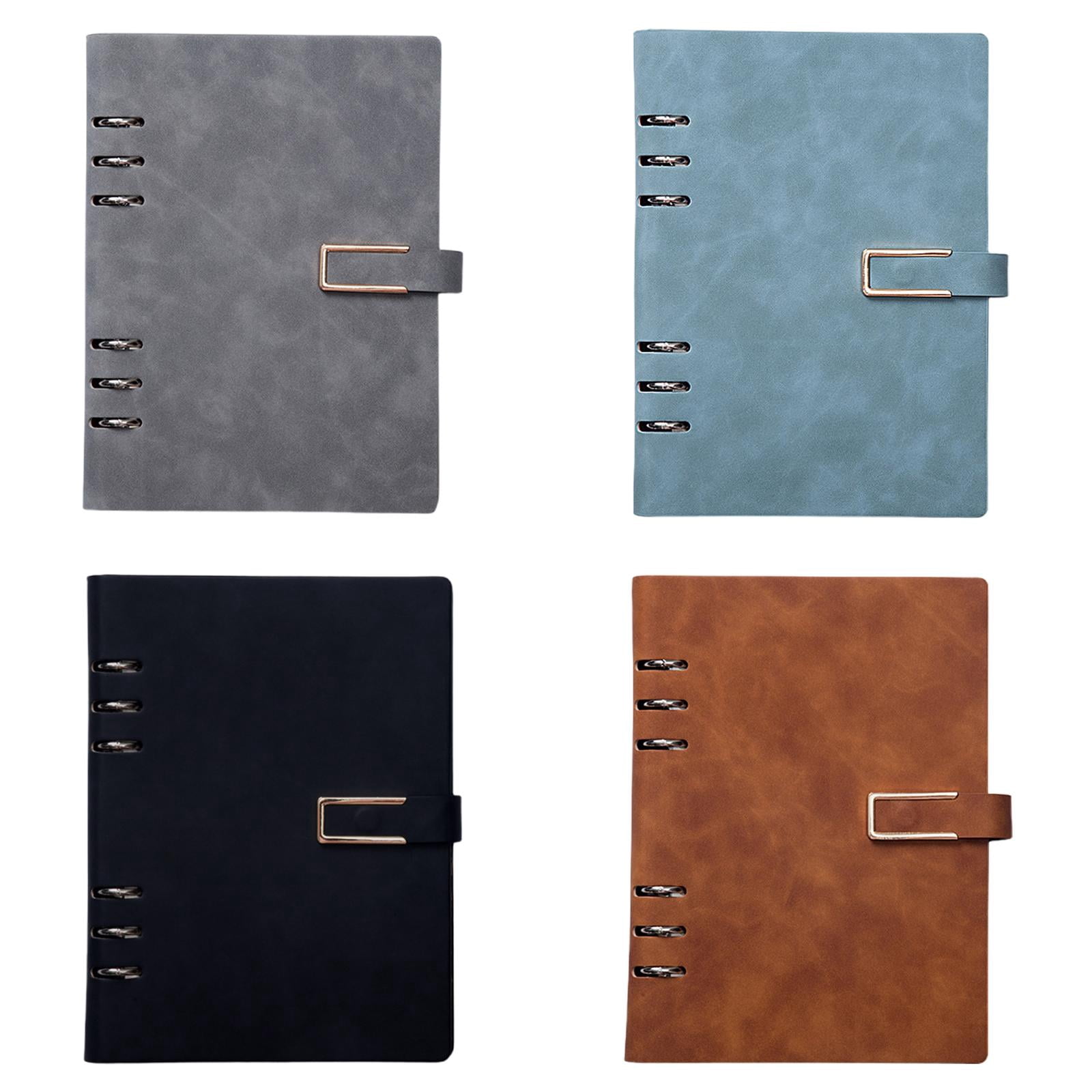 VKLU 4 Pcs A5 6-Ring Binder Notebooks, Assorted Colors PU Leather Refillable Planners, Bulk Professional Writing Journals for Team Gifts & Office Supplies