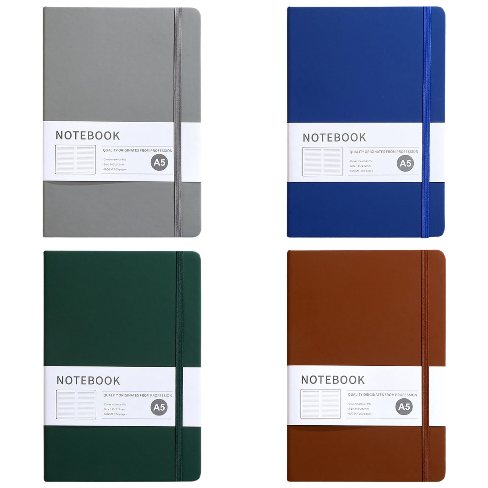 VKLU 4 Pcs A5 Journal Notebooks Bulk, 100GSM Thick Paper Hardcover Journals, Professional Faux Leather Writing Pads with Elastic Closure, Multipack Office Supplies, Assorted Colors