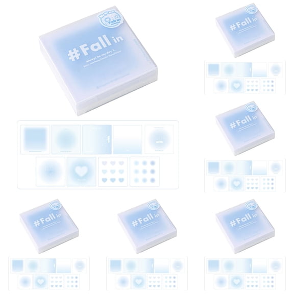VKLU 6 Pack Bulk Aesthetic Sticky Notes, Blue Gradient Memo Pads Wholesale, 2.76in Self-Stick Reminder Pads