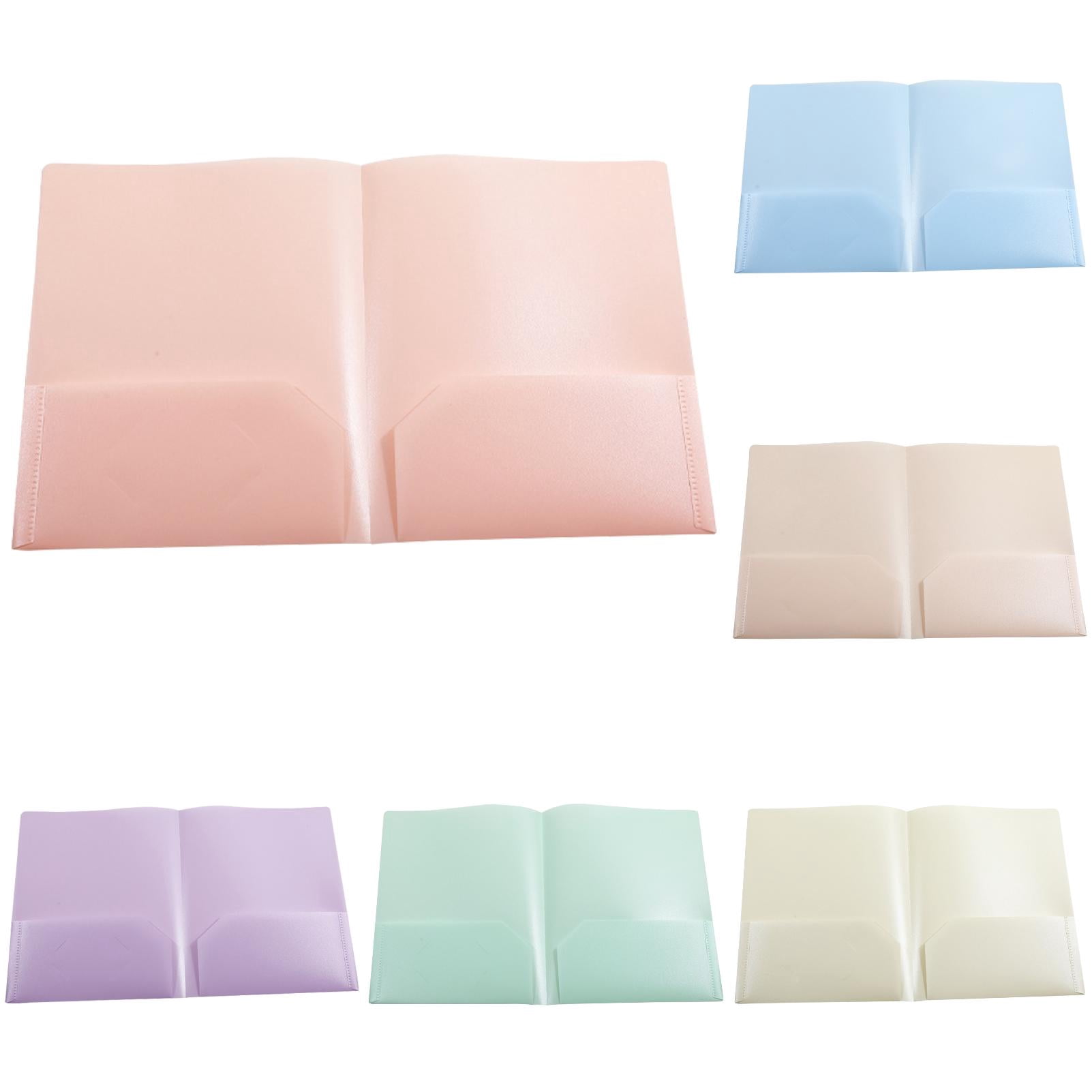 VKLU 6 Pack Plastic Pocket Folders, Heavy Duty Two-Pocket Presentation Folders with Business Card Slot, Letter Size Water-Resistant Poly File Organizers