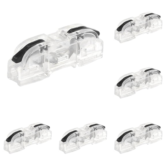 VKLU 6 Pcs Transparent Lever Wire Connectors, Clear Inline Splicing Connectors for Visual Inspection, Safe Reusable Tool-Free Connectors for Lighting