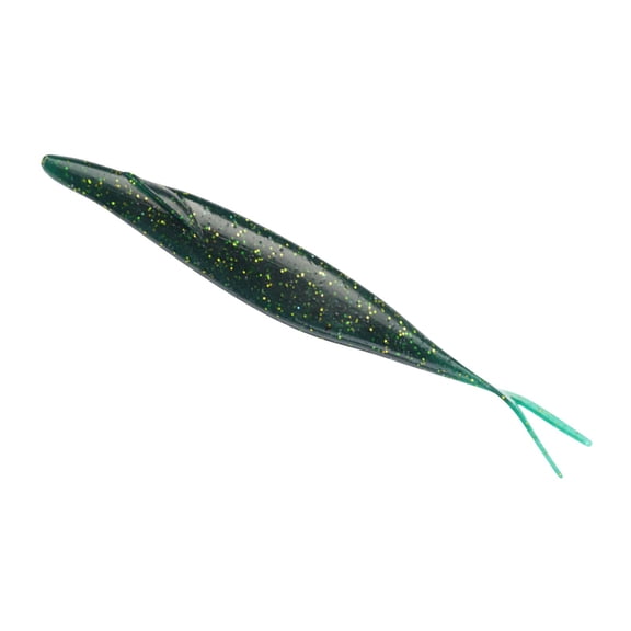 VKLU 6pcs Artificial Split Tail Shad Lures, Flexible Silicone Soft Jerkbait, Rainbow Black Glitter for Nearshore Saltwater & Freshwater