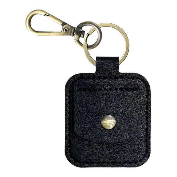 VKLU Black PU Leather Coin Holder Keychain, Challenge Coin Pouch with Clear Window, Portable Milestone Token Protector with Lobster Clasp, Fits up to 1.32" Coins