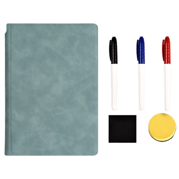 VKLU Compact Whiteboard Notebook, A5 Reusable Dry Erase Kit for Note-Taking & Brainstorming, High-Quality PU Leather Board with Rich Accessories, Modern Office Supply, Navy Blue