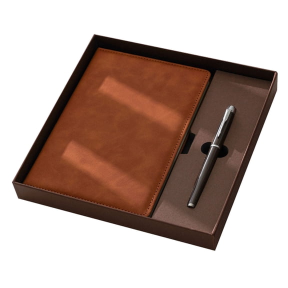 VKLU Leather Journal Gift Set with Matching Pen, A5 Hardcover Notebook, 200 Pages Thickened Beige Paper, Professional Stationery Box, Brown, Perfect for Coworker Appreciation and Meetings