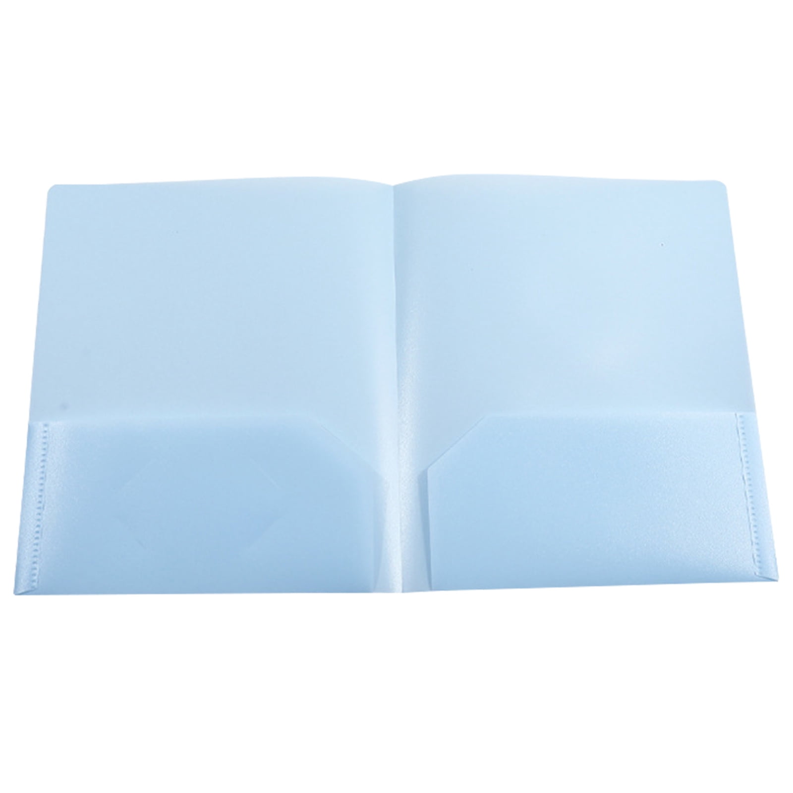 VKLU Light Blue Plastic Pocket Folder, Letter Size Two-Pocket Presentation Folder with Card Slot, Heavy Duty Water-Resistant Poly Project Document Organizer