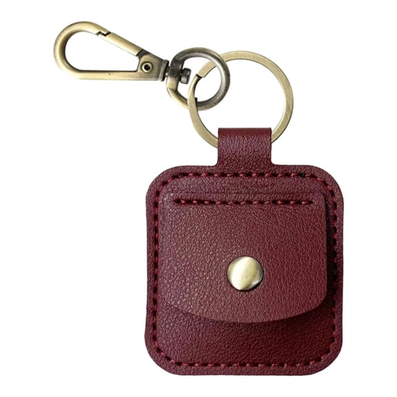 VKLU Maroon PU Leather Coin Holder Keychain, Challenge Coin Pouch with Clear Window, Portable Milestone Token Protector with Lobster Clasp, Fits up to 1.32" Coins