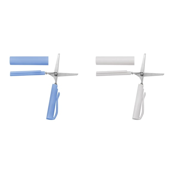 VKLU Pen-Style Scissors 2 Pack, Portable Pen-Shaped Mini Scissors with Safety Lock, Travel Friendly Craft Cutting Tools, White & Blue