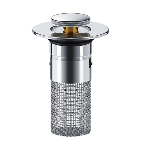 VKLU Universal Bathroom Sink Stopper, Pop Up Sink Drain Plug with Anti-Clogging Hair Catcher Basket, Fit 1.02"-1.20" Inner Hole, Solid Brass Core, 1 Pack