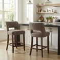 thumbnail image 1 of VKNOW 26" Upholstered Counter Height Bar Stools Set of 2, Wood Legs with Footrest, Cutout Back for Kitchen Island, Dining Room, Home Bar,Brown, 1 of 9