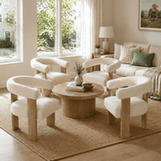 Usaint Modern Barrel Accent Chair, Upholstered Chenille Fabric, Deep Oversized Seat for Ultimate Comfort, Cozy Lounge Chair for Living Room, Bedroom, Reading Nook, Small Spaces, Cream