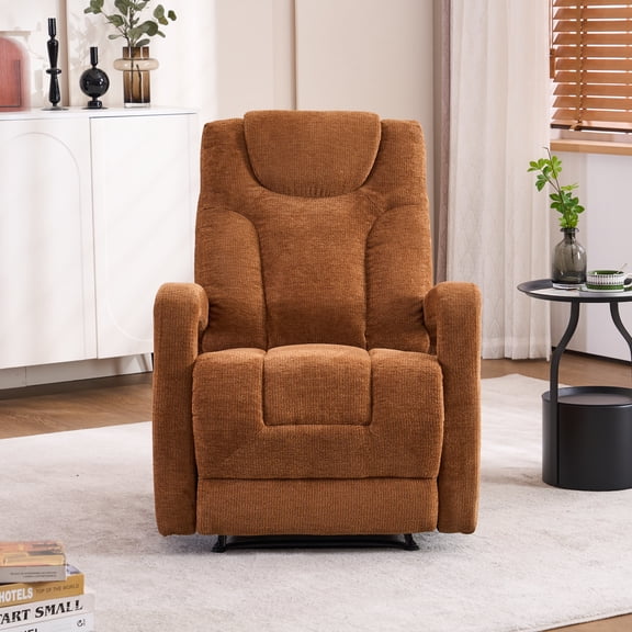 VKNOW Upholstered Recliner Chair for Living Room Home Theater Seating Soft Recliner for Adults Reclining Sofa with Footrest(Orange)