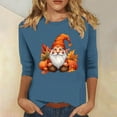 thumbnail image 1 of VKOYWKM 3/4 Length Sleeve Womens Tops Thanksgiving Shirts Halloween Pumpkin Print T Shirts Thankful Crew Neck Blessed Tunic Tops Family Party Blouse, 1 of 4