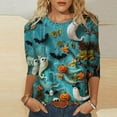 thumbnail image 1 of VKOYWKM 3/4 Sleeve T Shirts for Women Halloween Ghost Pumpkin Bat Graphic T Shirt Crew Neck Halloween Party Tops Funny Spooky Print Tees, 1 of 4
