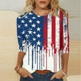 thumbnail image 1 of VKOYWKM Independence Day Tops for Women 3/4 Sleeve Crew Neck American Flag Print T Shirts 4th of July Patriotic Memorial Day Tee, 1 of 5
