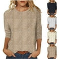 thumbnail image 1 of VKOYWKM 3/4 Sleeve Tops for Women Dressy Casual Crew Neck Loose Fit Shirts Solid Fall Summer Top Business Work Blouses, 1 of 6