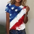 thumbnail image 1 of VKOYWKM American Flag Shirts for Women 4th of July Independence Day Star Striped Graphic Tees Patriotic Crew Neck Short Sleeve Holiday T-Shirts Tops, 1 of 6