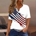 thumbnail image 1 of VKOYWKM American Flag T Shirt Women 4th of July Henley Shirts Independence Day Graphic T Shirts Short Sleeve Casual Button V Neck Patriotic Tee Tops, 1 of 5