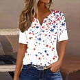 thumbnail image 1 of VKOYWKM American Flag Tshirts Shirts for Women Independence Day Star Stripe Graphic Tees Henley Shirts Patriotic Button V Neck 4th of July T Shirts Casual Short Sleeve Womens Tops, 1 of 5