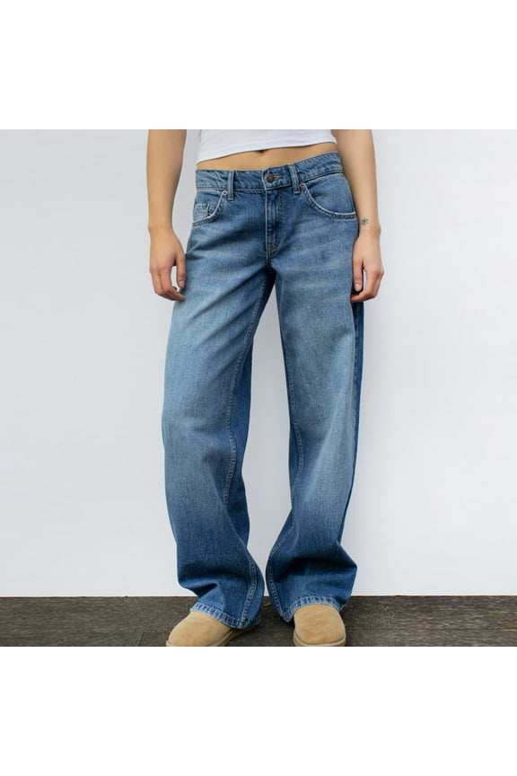 Baggy Jeans for Women Low Rise Denim Pants Vintage Wide Leg Boyfriend Jeans Y2K Streetwear Jeans Wash Distressed Jeans with Pockets