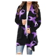 thumbnail image 1 of VKOYWKM Breast Cancer Awareness Cardigans for Women Pink Ribbon Pirnt Long Sleeve Open Front Crdigan Light Weight Shawl Collar Draped Cardigan Outerwear, 1 of 5