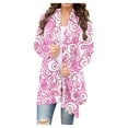 thumbnail image 1 of VKOYWKM Breast Cancer Awareness Cardigans for Women Pink Ribbon Pirnt Long Sleeve Open Front Crdigan Light Weight Shawl Collar Draped Cardigan Outerwear, 1 of 5