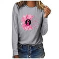 thumbnail image 1 of VKOYWKM Breast Cancer Awareness Shirts for Women Pink Ribbon Graphic T Shirts Long Sleeve Fall Tops Fight Cancer Crew Neck Cancer Survivor Blouses, 1 of 3