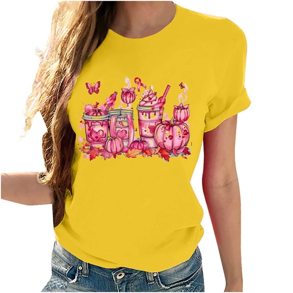 VKOYWKM Breast Cancer Survivor T-Shirt for Women Breast Cancer Awareness T Shirt Pink Ribbon Inspirational Short Sleeve Crew Neck Loose Fit Breast Cancer Shirt Tops