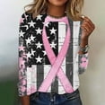 thumbnail image 1 of VKOYWKM Breast Cancer Survivor T Shirts Women Long Sleeve T-Shirt Pink Ribbon Print Breast Cancer Tops Crew Neck Loose Breast Cancer Awareness Sweatshirt, 1 of 4