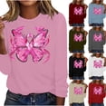 thumbnail image 1 of VKOYWKM Breast Cancer Survivor T-Shirts Women Long Sleeve T-Shirt Pink Ribbon Print Breast Cancer Tops Crew Neck Loose Breast Cancer Awareness Sweatshirt, 1 of 5