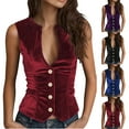 thumbnail image 1 of VKOYWKM Button Down Velvet Vest for Women Trendy V Neck Cropped Sleeveless Casual Tops Button Down Fitted Jacket Waistcoat, 1 of 6